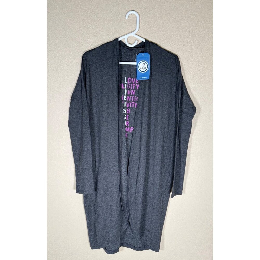 NWT Life Is Good Open Front Cardigan in Charcoal Gray